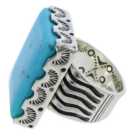 Southwestern Sterling Silver Turquoise Jewelry Ring Size 6-3/4 YX34679